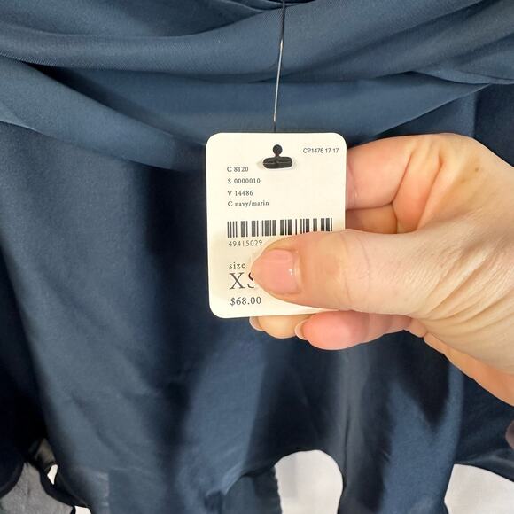 Free People x KAS Skater Mini Skirt Navy Blue Marlin Faux Chiffon XS NWT - Picture 3 of 6